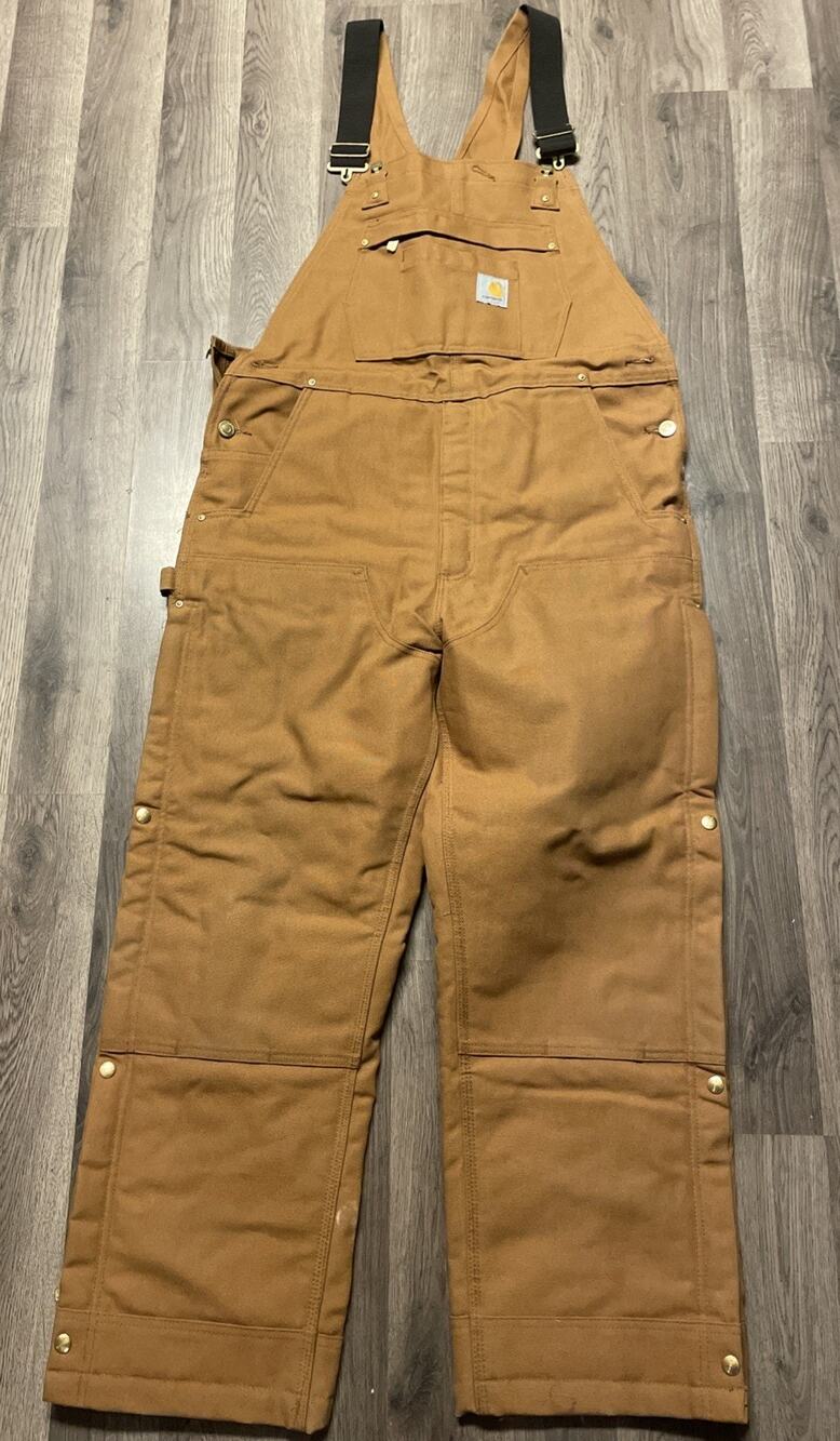 Carhartt Men M Short Firm Duck Insulated Bib Overalls Brown OR4393-M New